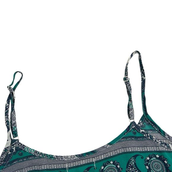 Cotton On Womens Singlet Top Sz L Speghetti Strap Crop Tank Blue Teal Paisley - Picture 3 of 6